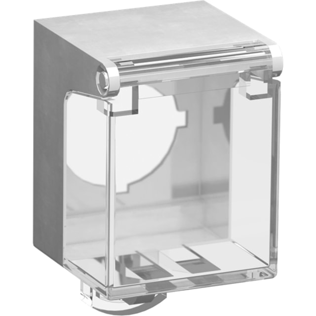 Capot rectangulaire à façade transparente avec charnière supérieure et patte de verrouillage