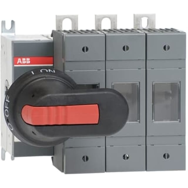 Appareil tripolaire gris avec commande rotative noire et rouge