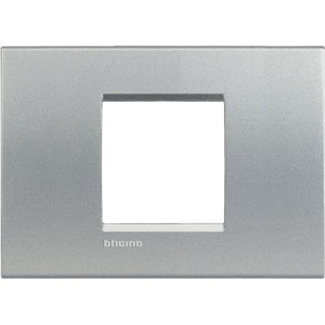 BTICINO LivingLight Cadre large à ouverture centrale Plaque rectangulaire gris métal à fenêtre centrale carrée et surface mate