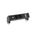 Bloc noir à deux prises secteur et ports USB en façade