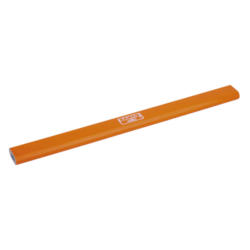 Crayon orange non taillé de section rectangulaire avec arêtes chanfreinées et marquage blanc