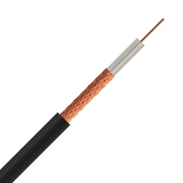 DIVERSE KABELS - Coax 75 Ohm MIL-C-17F PVC noir massif acier cuivré 6