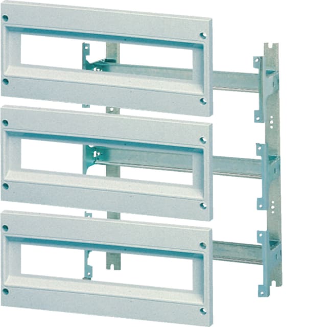 Cadre gris clair à trois rangées de passages modulaires avec rails horizontaux et montants latéraux