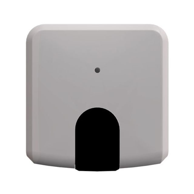 Boîtier carré blanc avec témoin central et fenêtre infrarouge noire en bas de façade