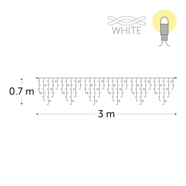 Plan de descentes à LED ponctuées de repères de flash, avec cotes de largeur et de retombée