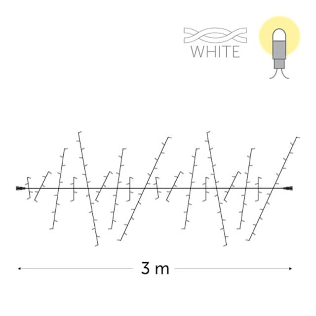 Schéma d’un câble avec branches lumineuses obliques de part et d’autre, coté sur trois mètres