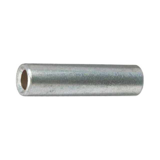 Tube de raccordement métallique étamé, présenté de biais avec une ouverture ronde visible