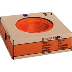 Boîte ouverte contenant une couronne de conducteur orange avec sortie de fil