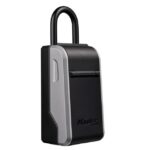 Rangement portable fermé présenté de trois quarts avec flanc gris et face noire
