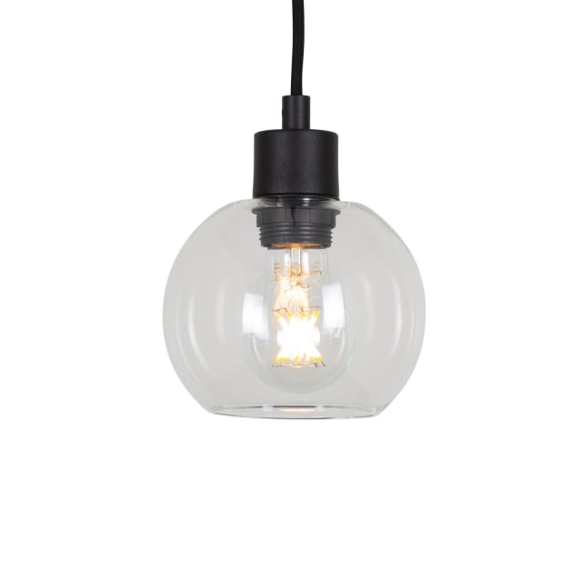 PSM LIGHTING - Moby transparent/noir/noir texture suspension-avec 2m de câble textile et arr - 5082.A.E27.SH.2M.TR.TX2