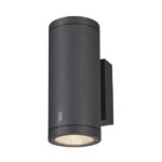 Applique cylindrique anthracite avec fixation murale rectangulaire et optique inférieure visible