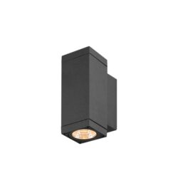 Applique rectangulaire anthracite à profil étagé et ouverture lumineuse ronde en dessous