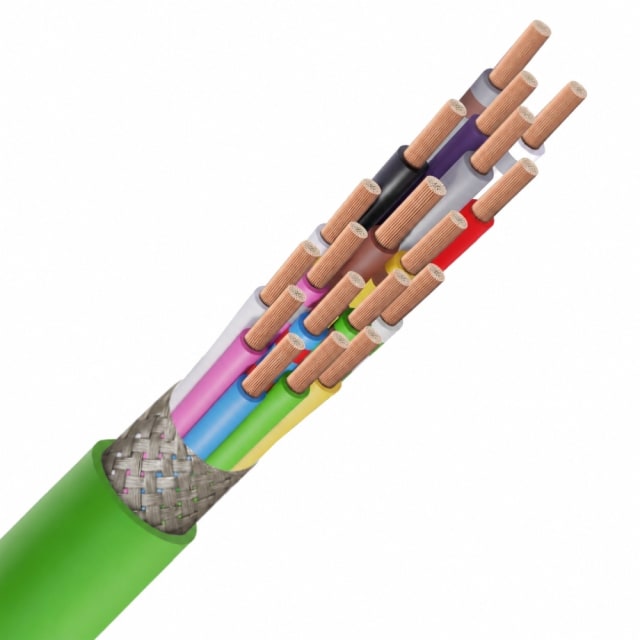 SPECIALE KABEL LIHCH repérage coloré sous blindage Faisceau de fils multicolores à extrémités cuivre sous tresse métallique et gaine extérieure verte