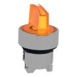 Manette orange dressée sur une bague grise avec corps métallique inférieur et joint noir