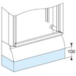 Dessin d’un coffret sur une rehausse de base cotée à 100 mm