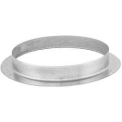 Anneau métallique gris avec rebord plat de fixation et collerette circulaire surélevée