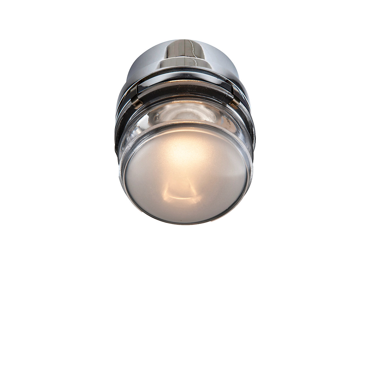 OLUCE Lentille ronde à finition brillante Applique ronde chromée avec diffuseur en verre et anneaux concentriques autour de la face lumineuse