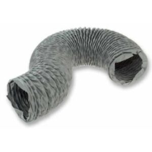 Conduit gris flexible en courbe avec paroi plissée et ouverture ronde