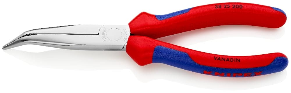 Knipex pince mécanique coudée à poignées bicolores Pince chromée fermée à becs fins coudés et poignées épaisses rouges et bleues